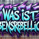Ein Banner in urban er Graffiti-Style mit dem Satz : "Was ist Lebensrebellion?" auf einer Kachelwand